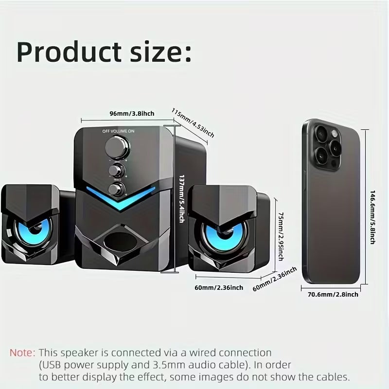 NNETM 2.1 Stereo Desktop Speaker with LED Lighting